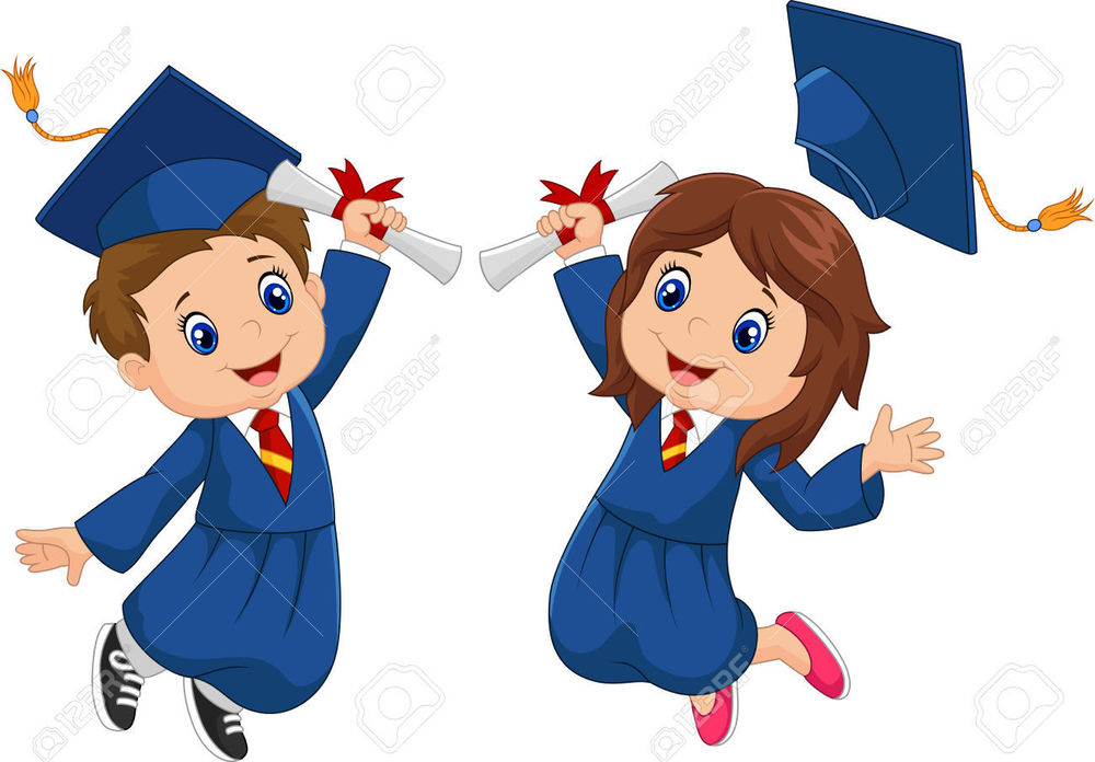 Students in graduation outfit