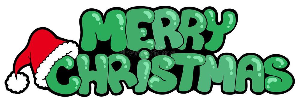 Green Merry Christmas with santa hat