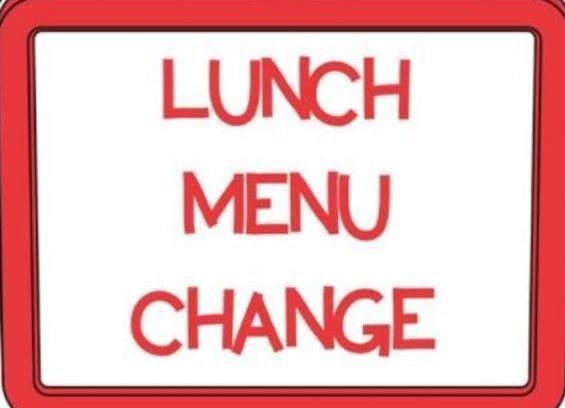 Red sign Lunch Menu Change