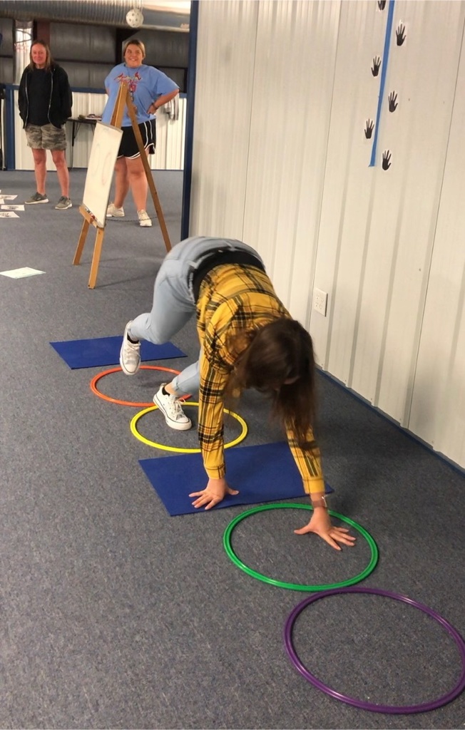 Mrs. Avis doing the hoop crawl