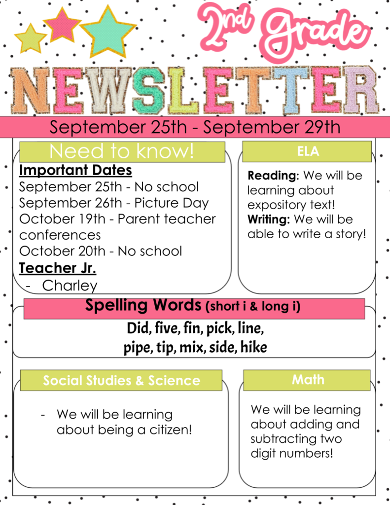 Second Grade Newsletter!
